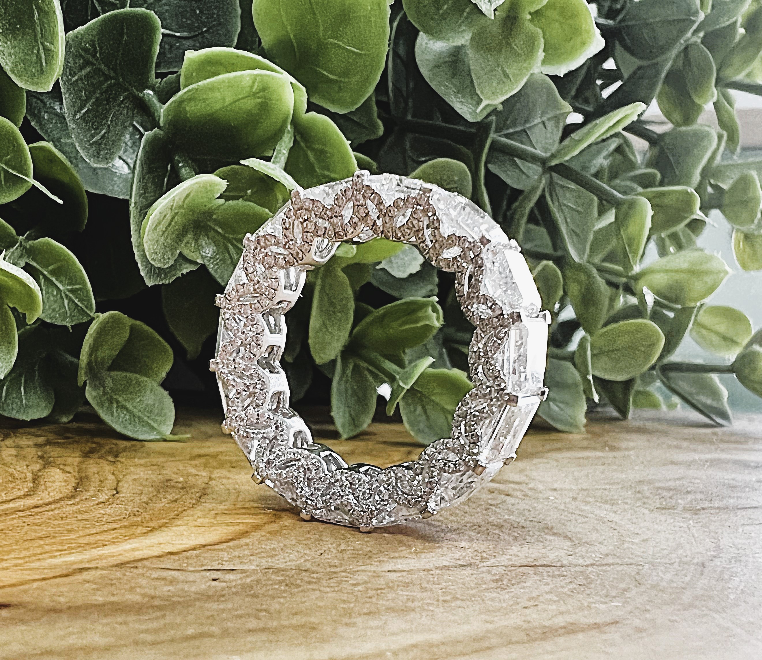 Princess Cut Eternity Band with Round shape Side Diamonds